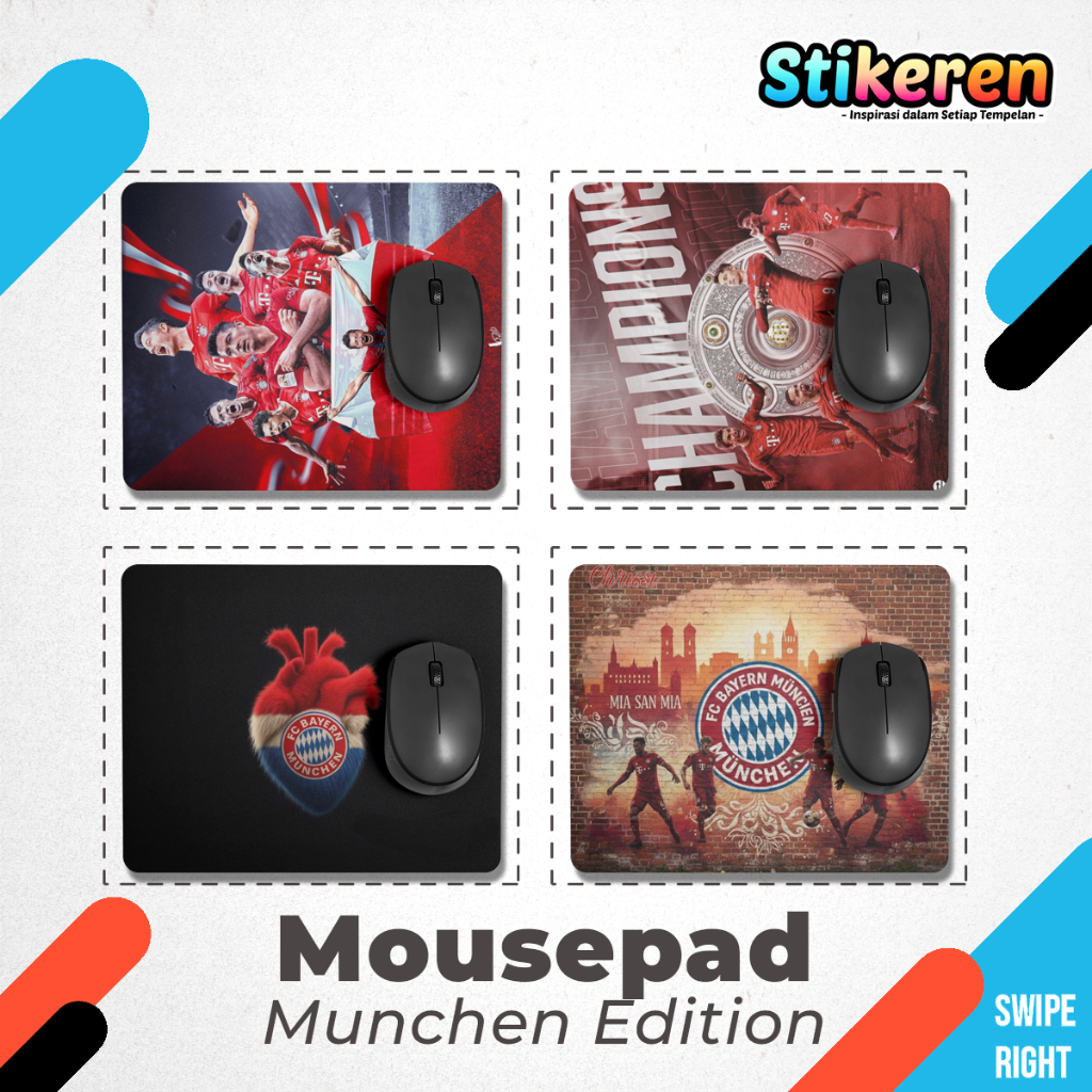 Bayern Munich Club Football Custom Mousepad Premium Edition 18x22cm ฐานเมาส์พิมพ์