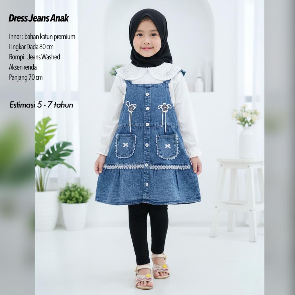CHILDRENS JEANS DRESS AGED 5-7 YEARS / CHILDRENS JEANS DRESS WITH VEST