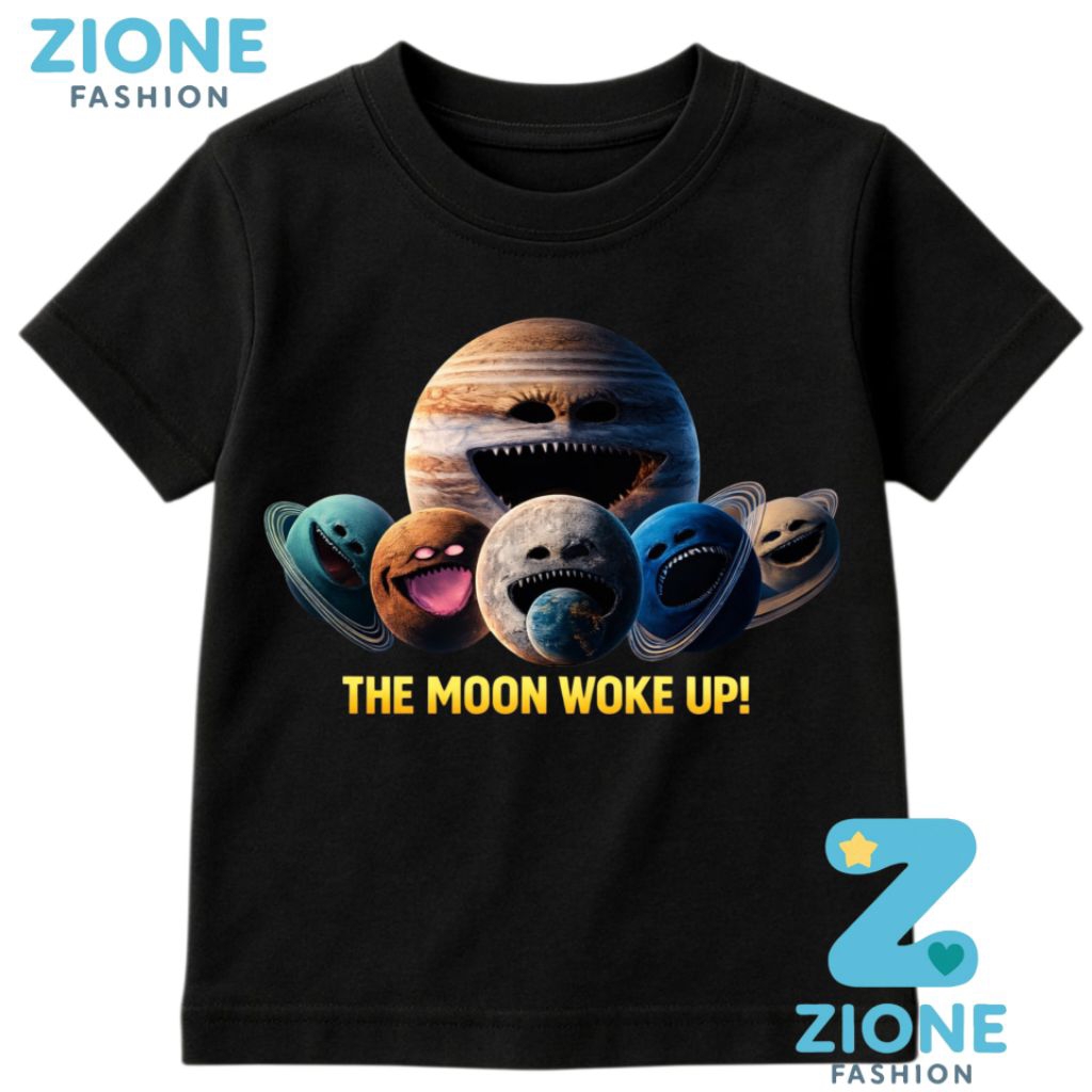 เสื้อผ้าใหม่ล่าสุด, เสื้อยืด CHILDRENS, THE MOON WOKE UP, FREE CUSTOM NAME