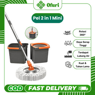 OFURI Pel 2 In 1 Mini Alat Pel Lantai Peras Otomatis Spin Mop Ember Terpisah Pembersih Lantai Dengan Kain Microfeber