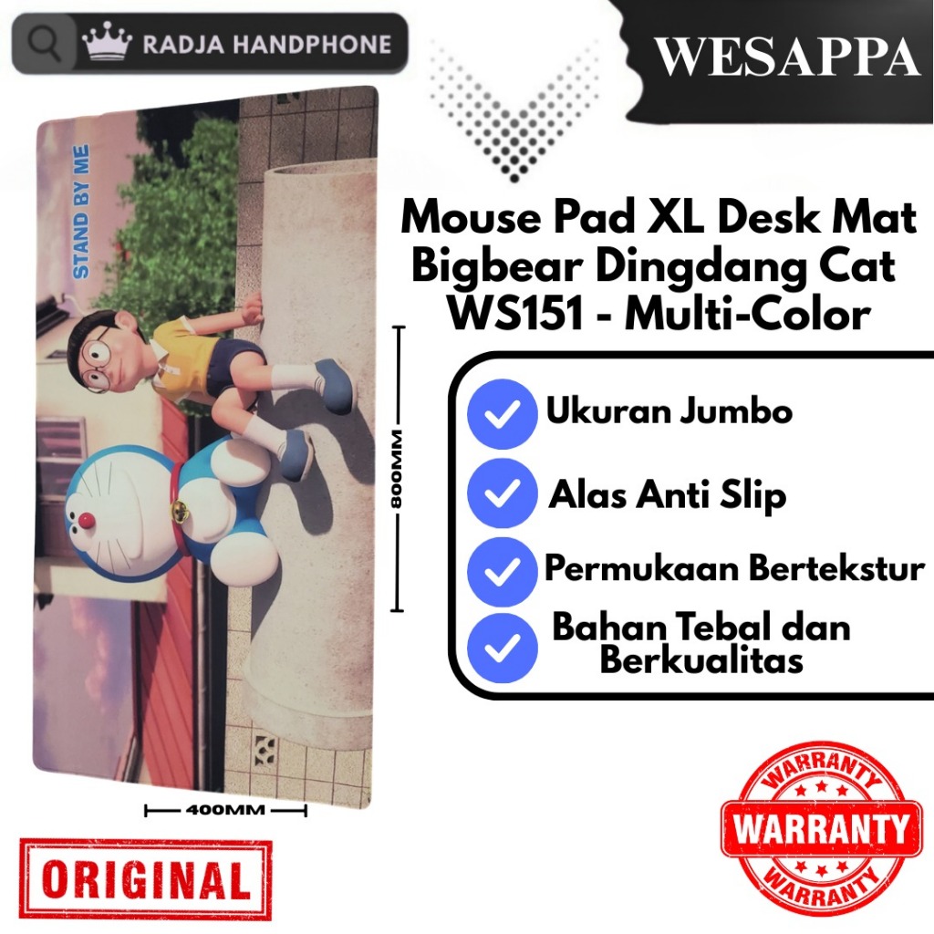 WESAPPA WS151 แผ่นรองเมาส์ XL แผ่นรองโต๊ะ 800x400x2 มม. Bigbear Dingang Cat