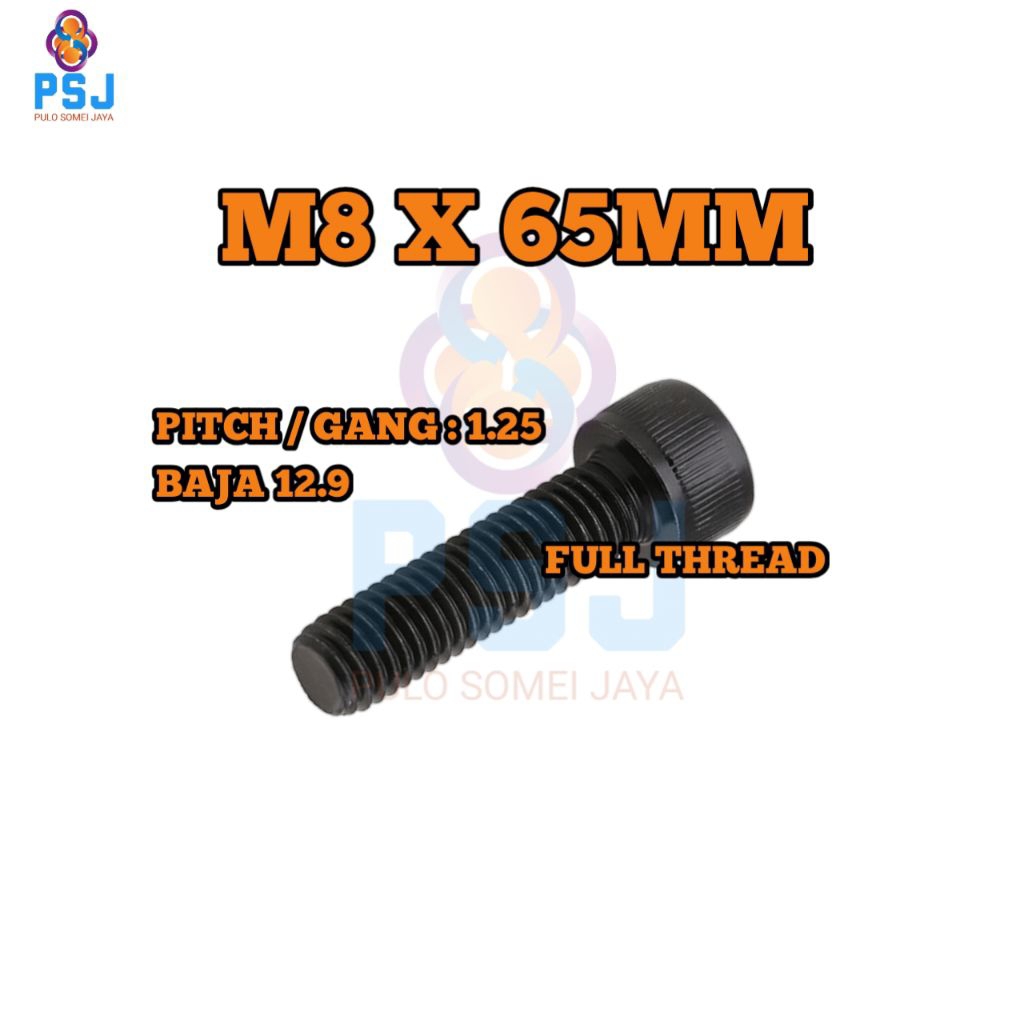 Steel L Bolt 12.9 M8 x 65 FT - สกรูซ็อกเก็ตหกเหลี่ยม กุญแจ L