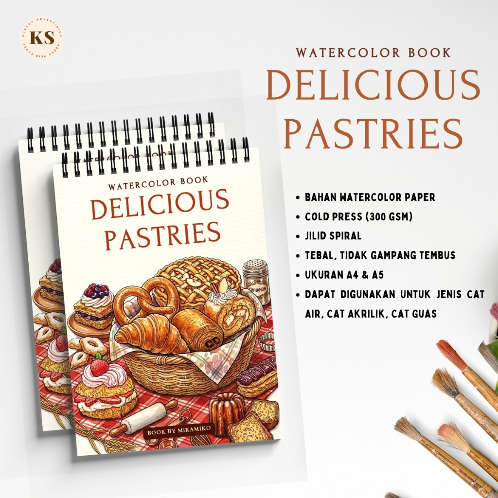 หนังสือสีน้ํา DELICIOUS PASTRIES Sketch Book ระบายสีสําหรับวัยรุ่นและผู้ใหญ่ Bakery Healing Relaxing Drawing Book A6