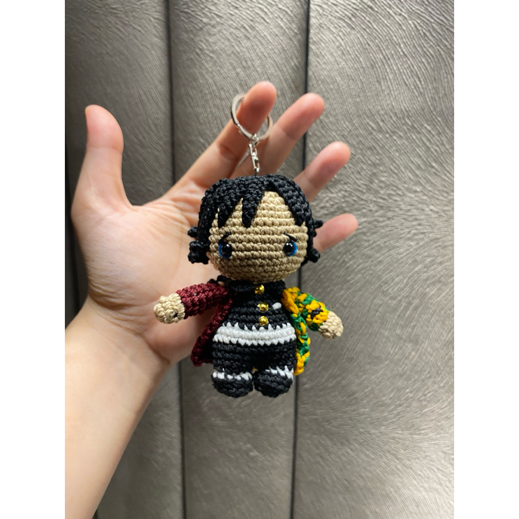 GANTUNGAN Tomioka Giyuu Bag Charm พวงกุญแจถักแฮนด์เมด - อุปกรณ์เสริมกระเป๋าสังหารปีศาจ - พวงกุญแจแบบ