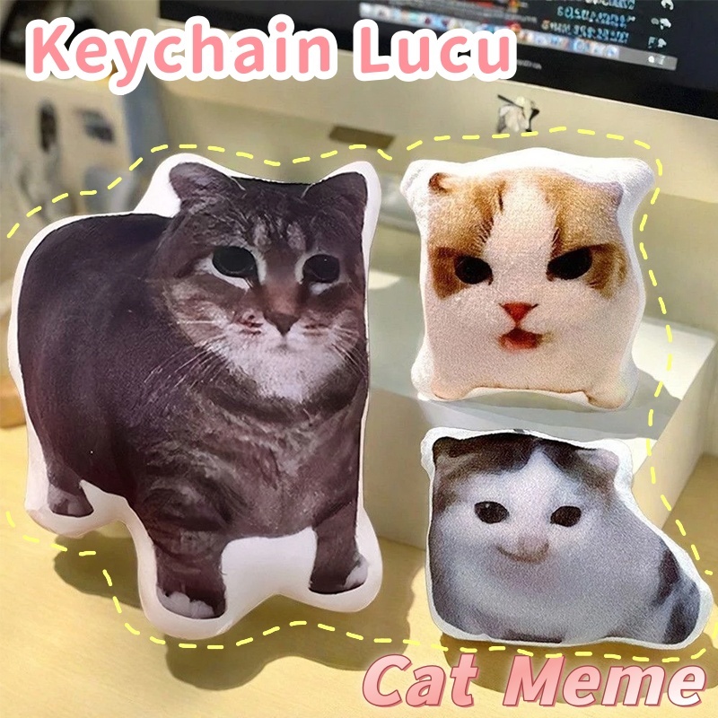 GANTUNGAN พวงกุญแจแมวน่ารัก Meme / พวงกุญแจแมวตลก / พวงกุญแจของเล่นตุ๊กตา Cat Meme ของขวัญสร้างสรรค์