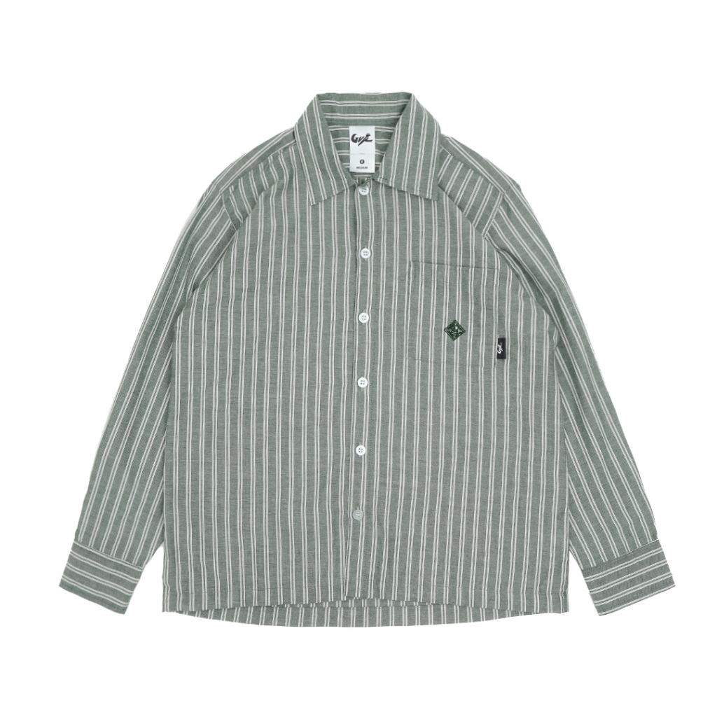 GVFI - เสื้อเชิ้ต Maison Stripe สีเขียว