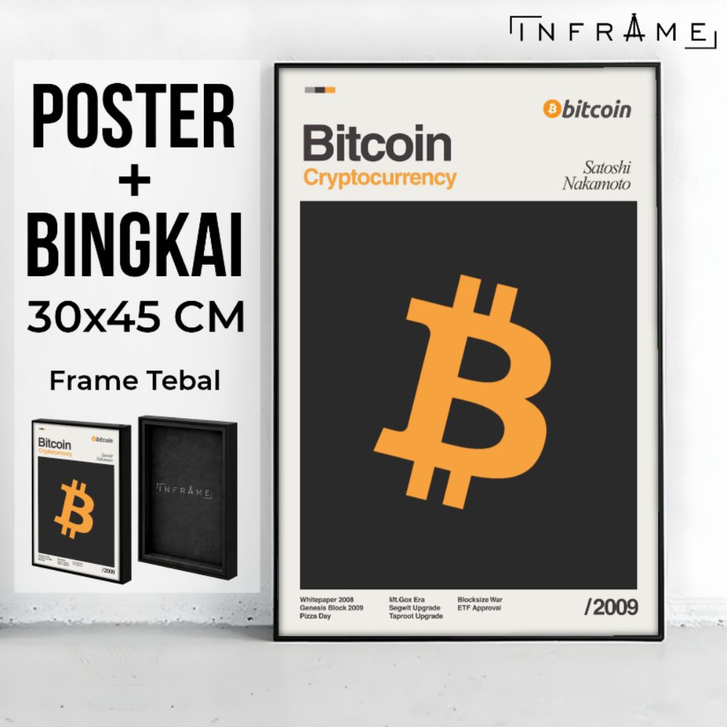 [ CRYPTO ] โปสเตอร์ + CRYPTO FRAME BITCOIN KRIPTO WALL DECOR ETHEREUM BTC WALL DISPLAY JUST INSTALL