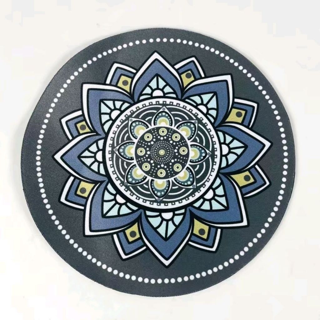 Comfast Vintage Bohemian Anti-Slip Round Mouse Pad 200x200x3mm Grey Moroccan Floral