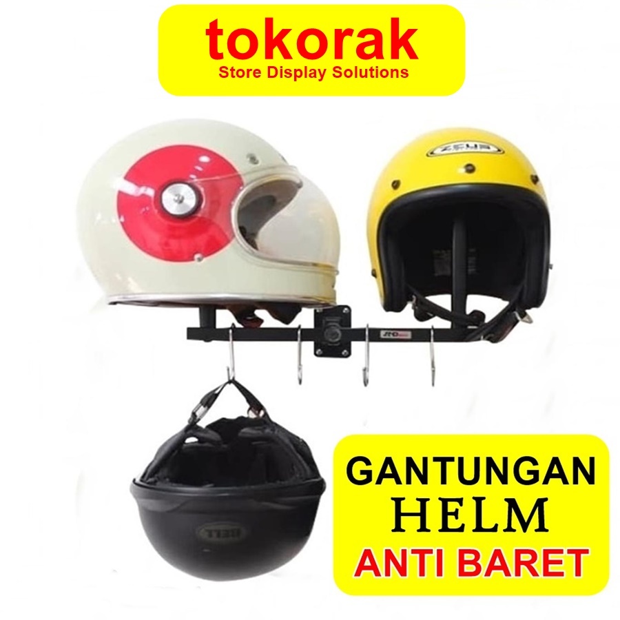 GANTUNGAN WALL HELMET HANGERS HELMET DISPLAY BLACK HELMET HANGERS 3 4 5 WALL HELMET HANGERS