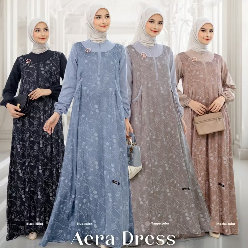 LUBI GAMIS ERA DRESS (สีดํา, Taupe, น้ําเงิน, มอคค่า)