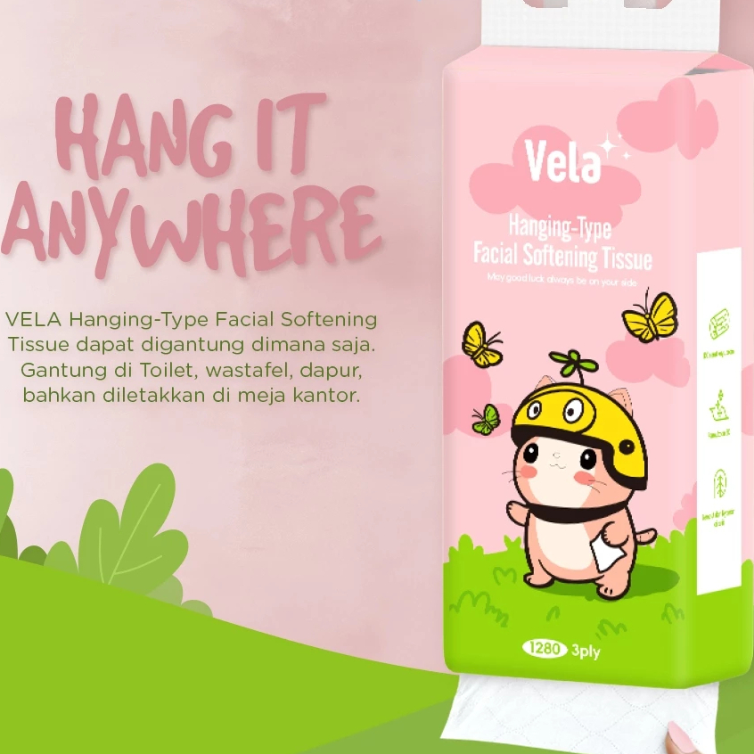VELA 1020 แผ่นแขวน 3 ชั้น TISSUE/FACE TISSUE/VERSATILE TISSUE/1 PACK