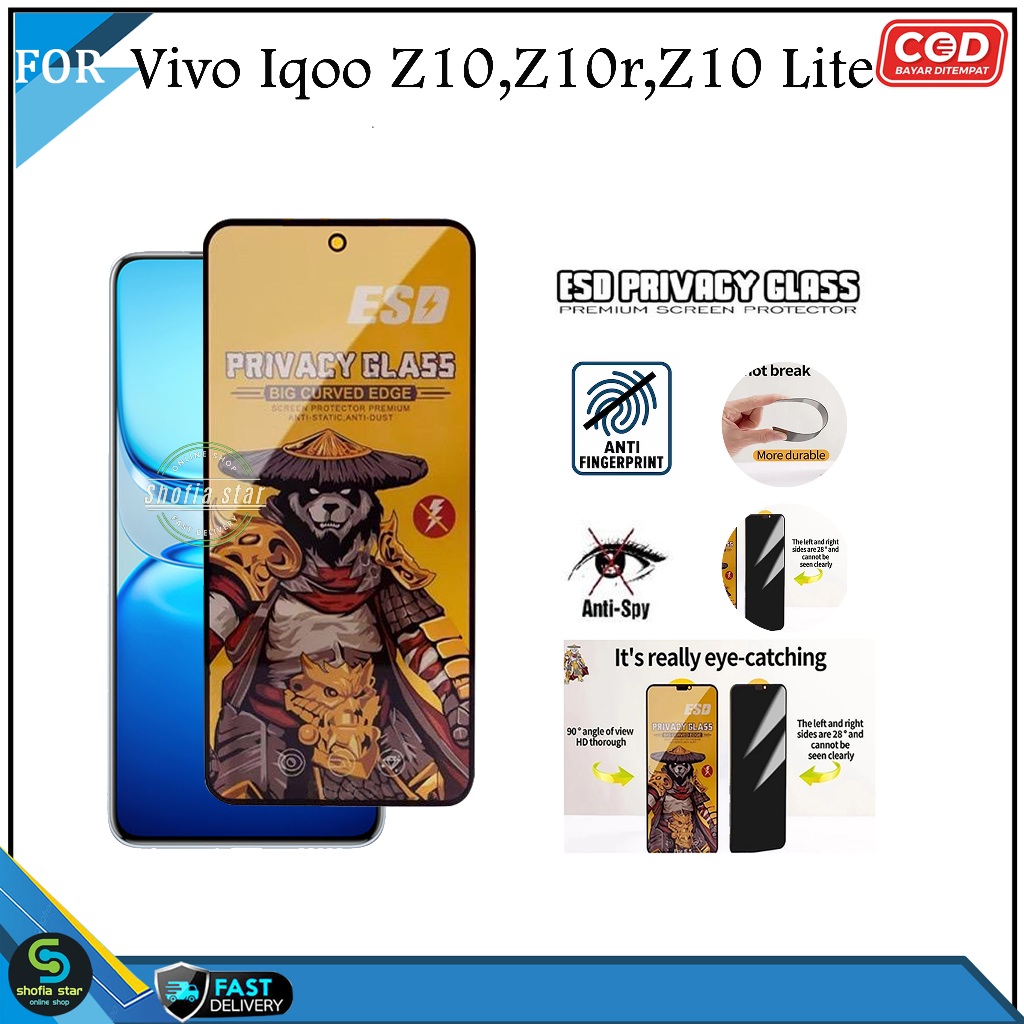 กระจกนิรภัย Full Esd Spy Premium Vivo Iqoo Z10 Z10r Z10 Lite