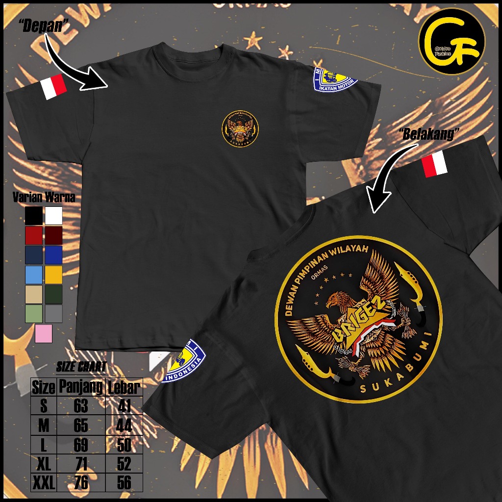 Brigez Indonesia Vol 2 เสื้อยืด Brigade Zeven Sukabumi Words Cotton Combed 30s DTF ผู้ใหญ่ผู้ชายผู้ห