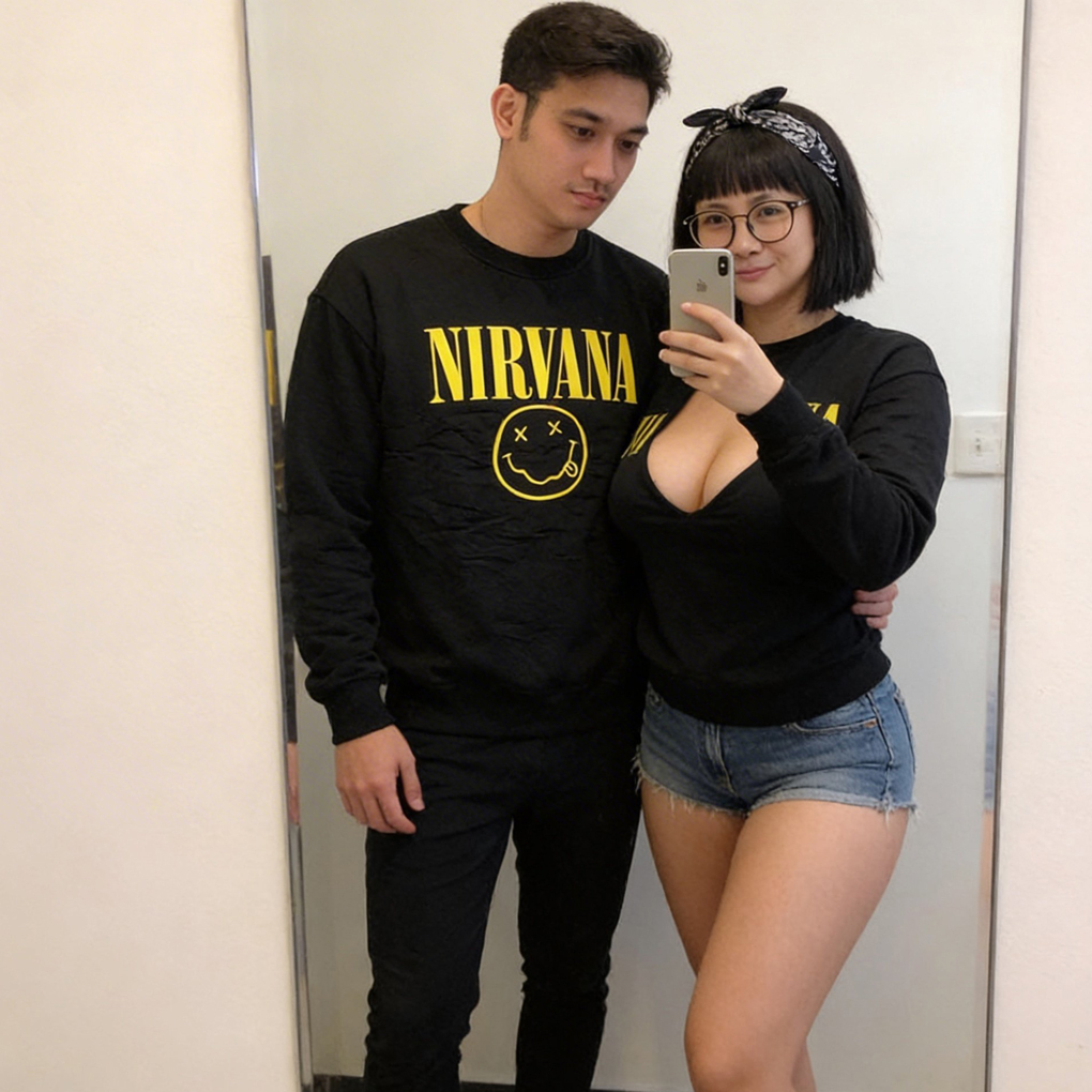 Crewneck Nirvana Grunge โลโก้ Unisex Casual เสื้อกันหนาวผ้าฝ้ายขนแกะวัสดุ