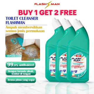 Flashman Cairan Pembersih Toilet WC Kamar Mandi Ampuh Berkerak Noda Membandel Cleaner Extra Kuat Wangi Pinus Tanpa Sikat 500gr