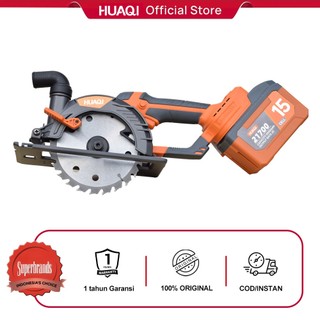 HUAQI HQ-CS152 21V Gergaji Sirkular Motor Brushless 150mm, 0-45° Sudut, Cordless Circular Saw