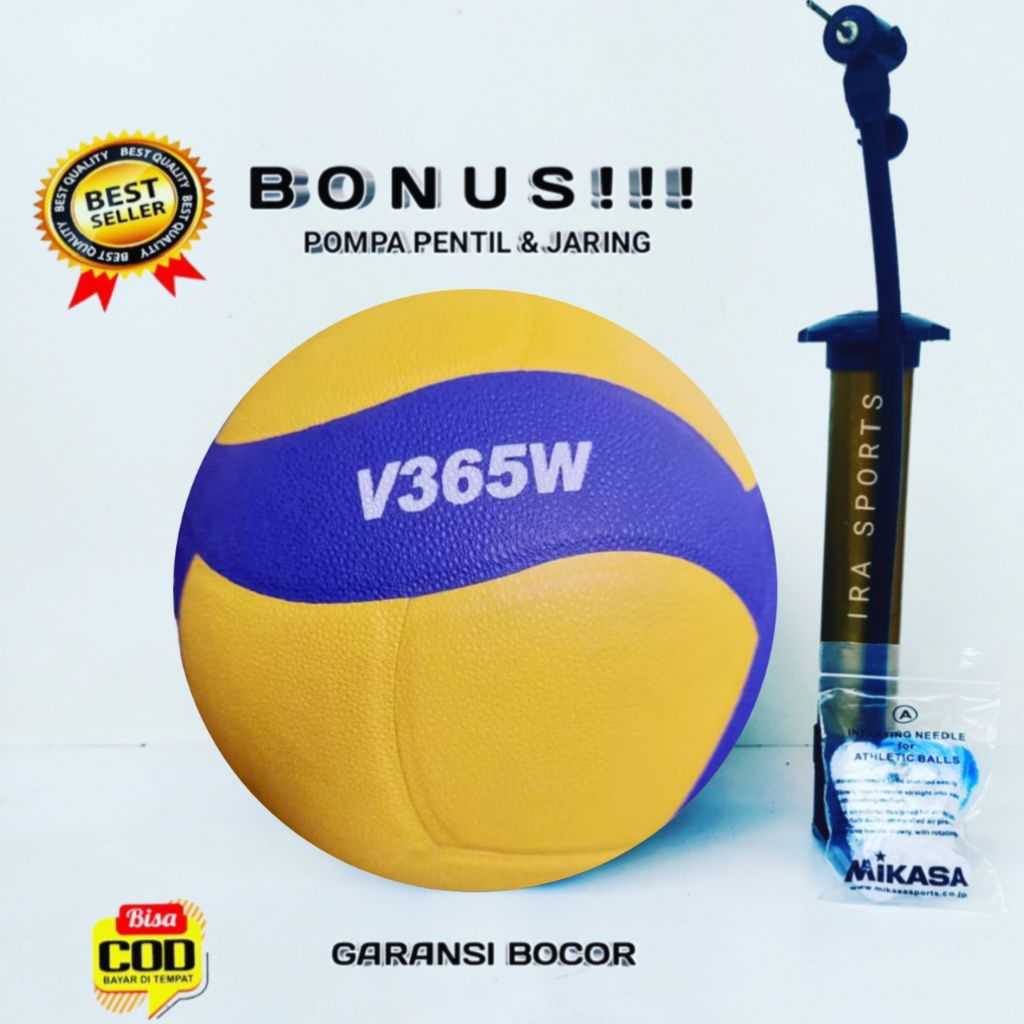 MIKASA Volleyball V365W ORIGINAL Mikasa Volleyball ขนาด 5 Bonus Pump Net Valve
