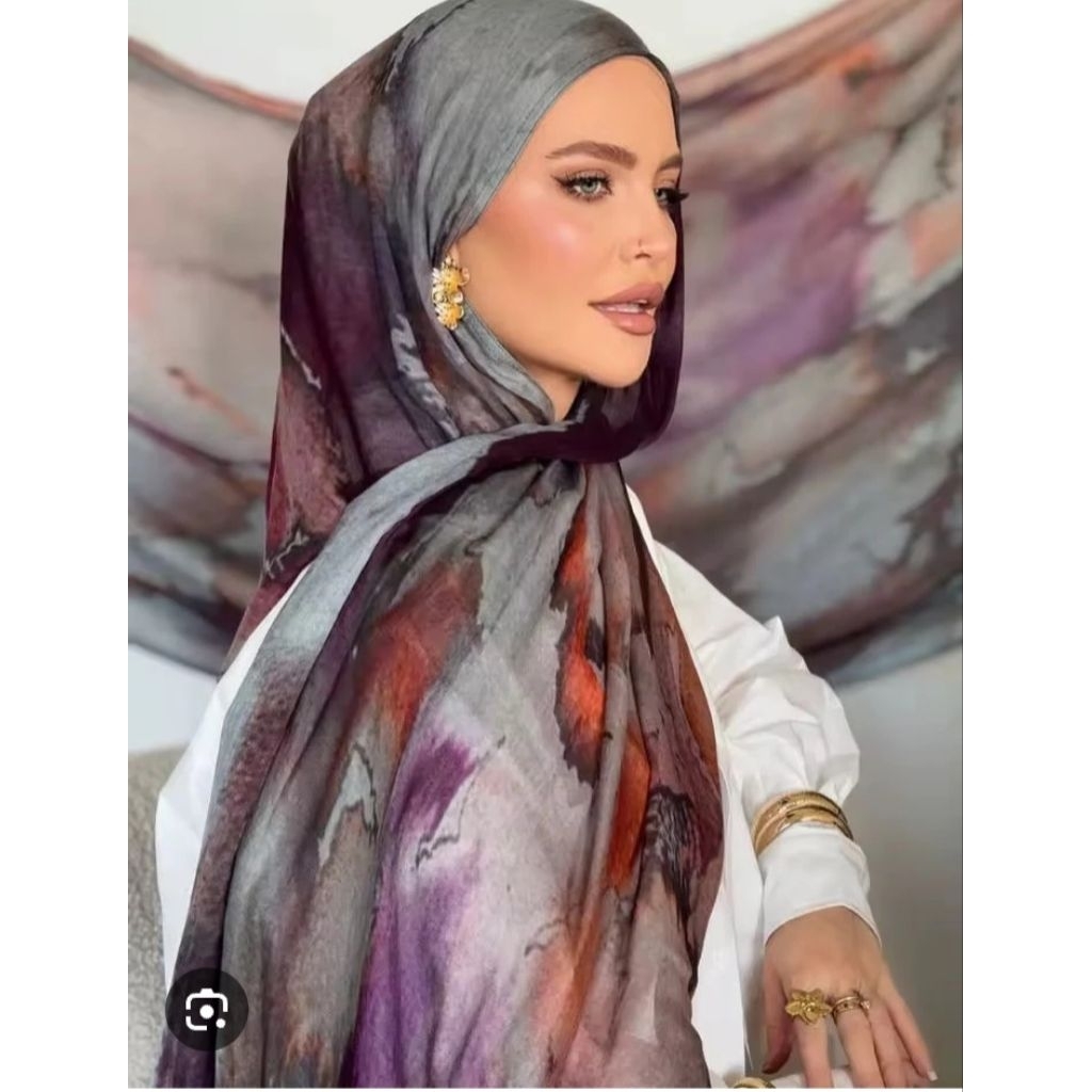 Pashmina ลาย้เหนียว Modal พิมพ์รูปแบบพรีเมี่ยม modal พิมพ์สีน้ําหินอ่อน / Pashmina พิมพ์ลายเหนียว mo
