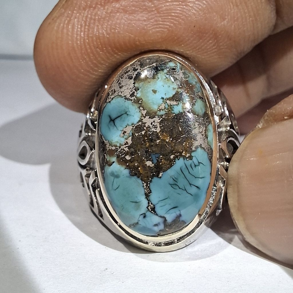 PERSIAN TURQUOISE GREY GRADATION EST DIM 18.5x12x7 RING 8