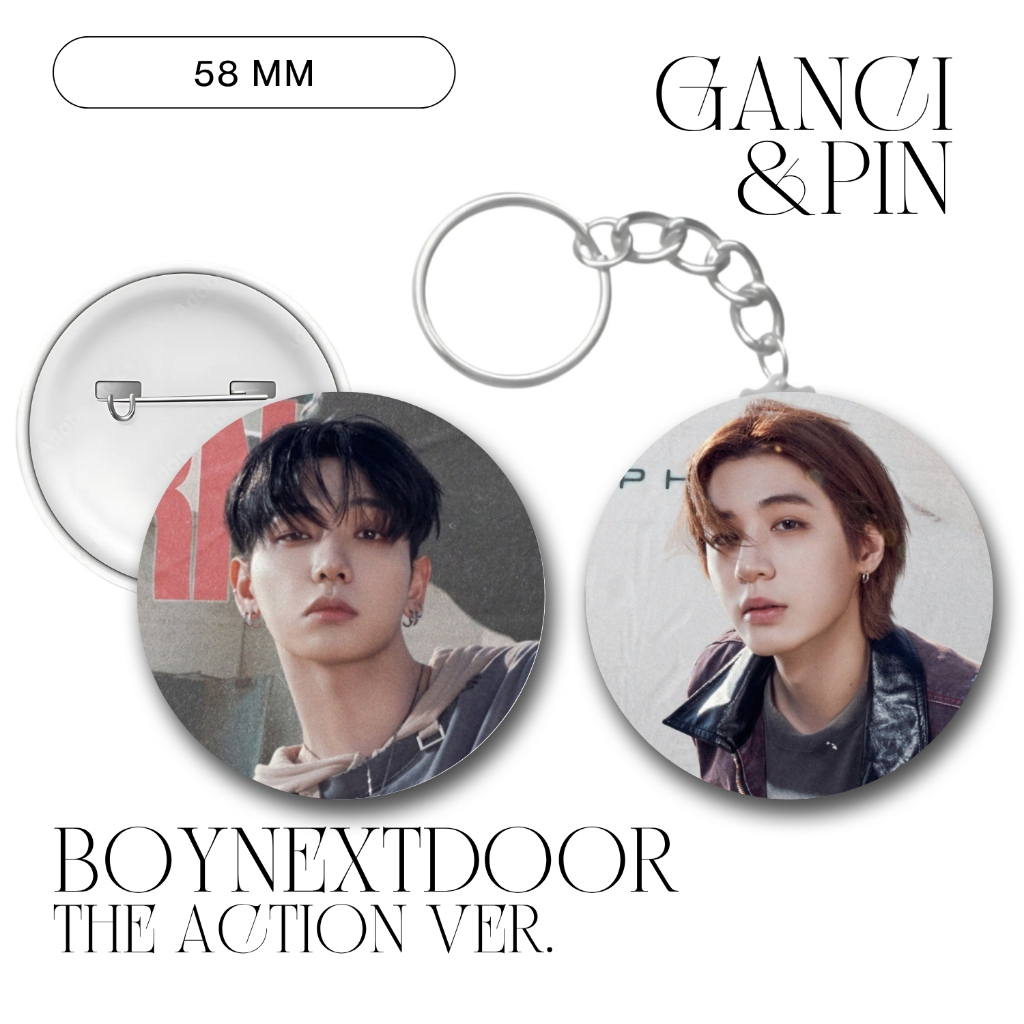 GANTUNGAN HOLOGRAM BOYNEXTDOOR PIN THE ACTION KEYCHAIN 58 MM KPOP KEYCHAIN UNOFFICIAL RIWOO