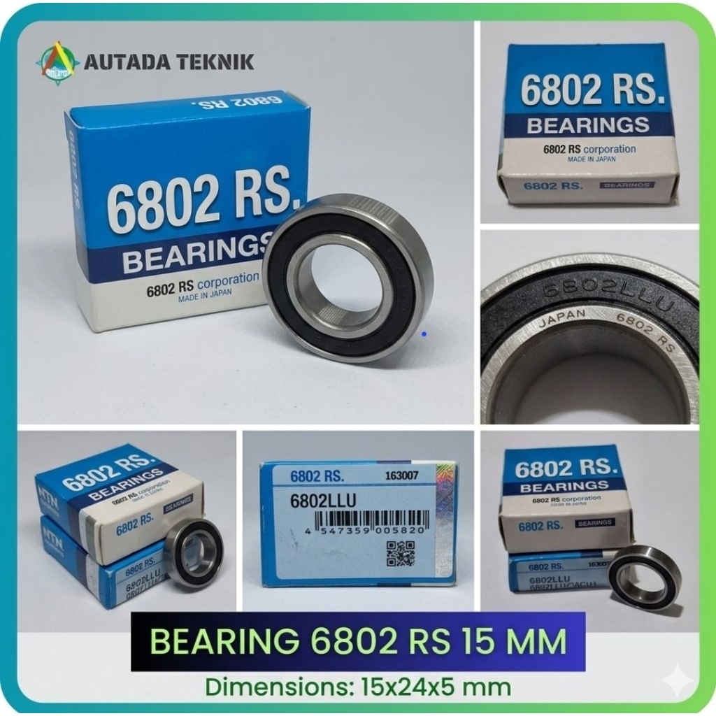 BEARING N*N 6802 RS JAPAN DIAMETER 15X24X5 MM