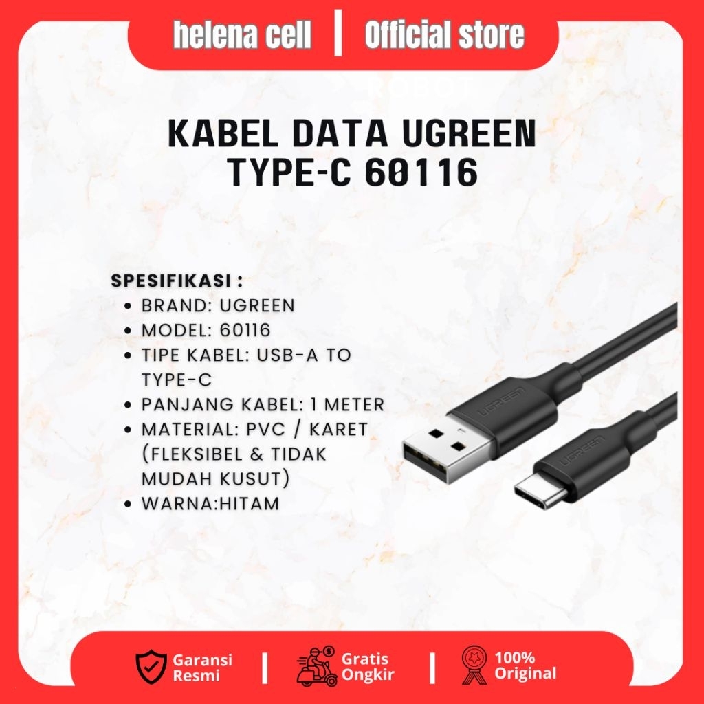 UGREEN Type-C 60116 สายเคเบิลข้อมูลชาร์จเร็ว