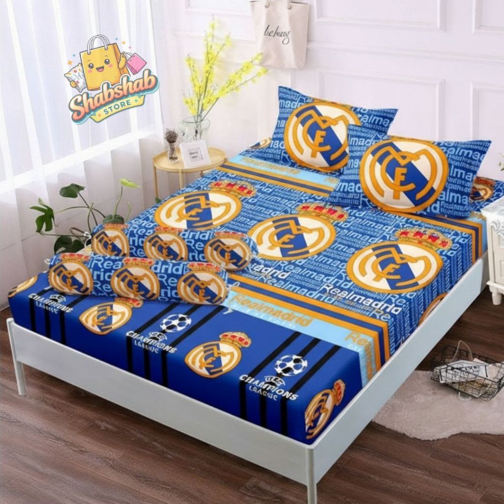 Real Madrid Barcelona World Club ชุดปลอกหมอนมุมยาง 180x200 160x200 120x200