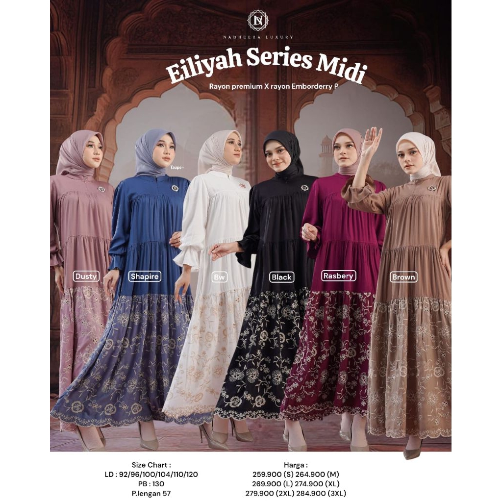 EILIYAH DRESS NADHEERA LUXURY//EILIYAH MIDI DRESS NADHEERA LUXURY ORIGINAL