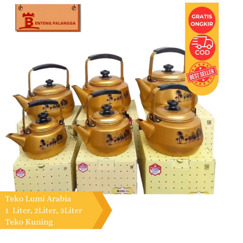 กาน้ําชา Lumi Arabia 1Liter 2Liter 3Liter Maspion/Dubai กาน้ําชาอาหรับ Aladdin Gold วัสดุอลูมิเนียมส