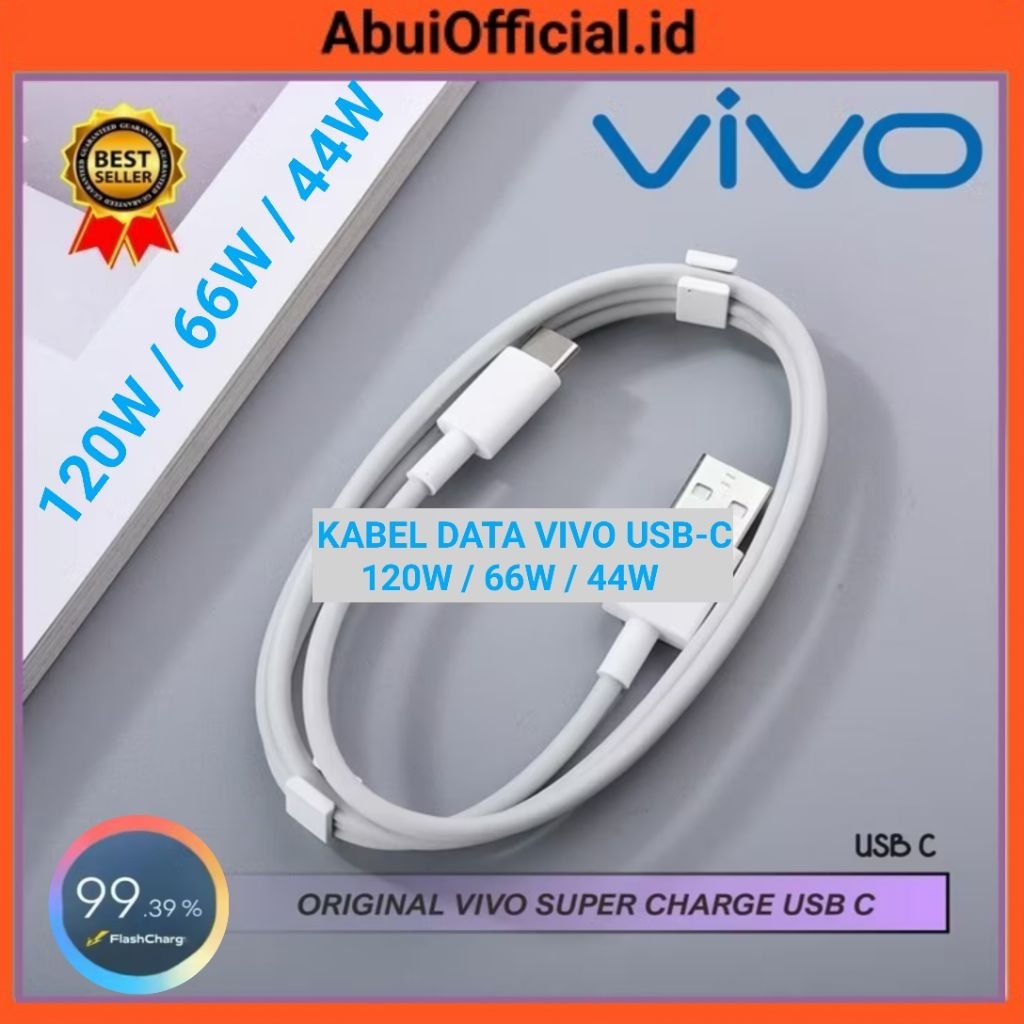 สายเคเบิลข้อมูล Vivo Type C ดั้งเดิมชาร์จเร็ว 120W รองรับการชาร์จซุปเปอร์แฟลชพิเศษ