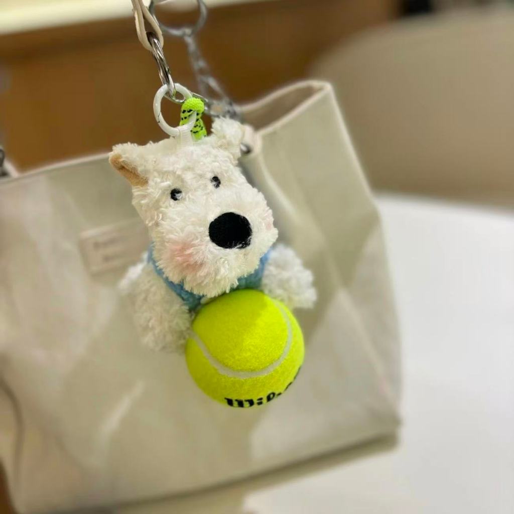 GANTUNGAN Bagcharm Wilson Tennis Keychain Tennis Padel Dog | น่ารัก Doggy Yellow Ribbon Tennis Padel