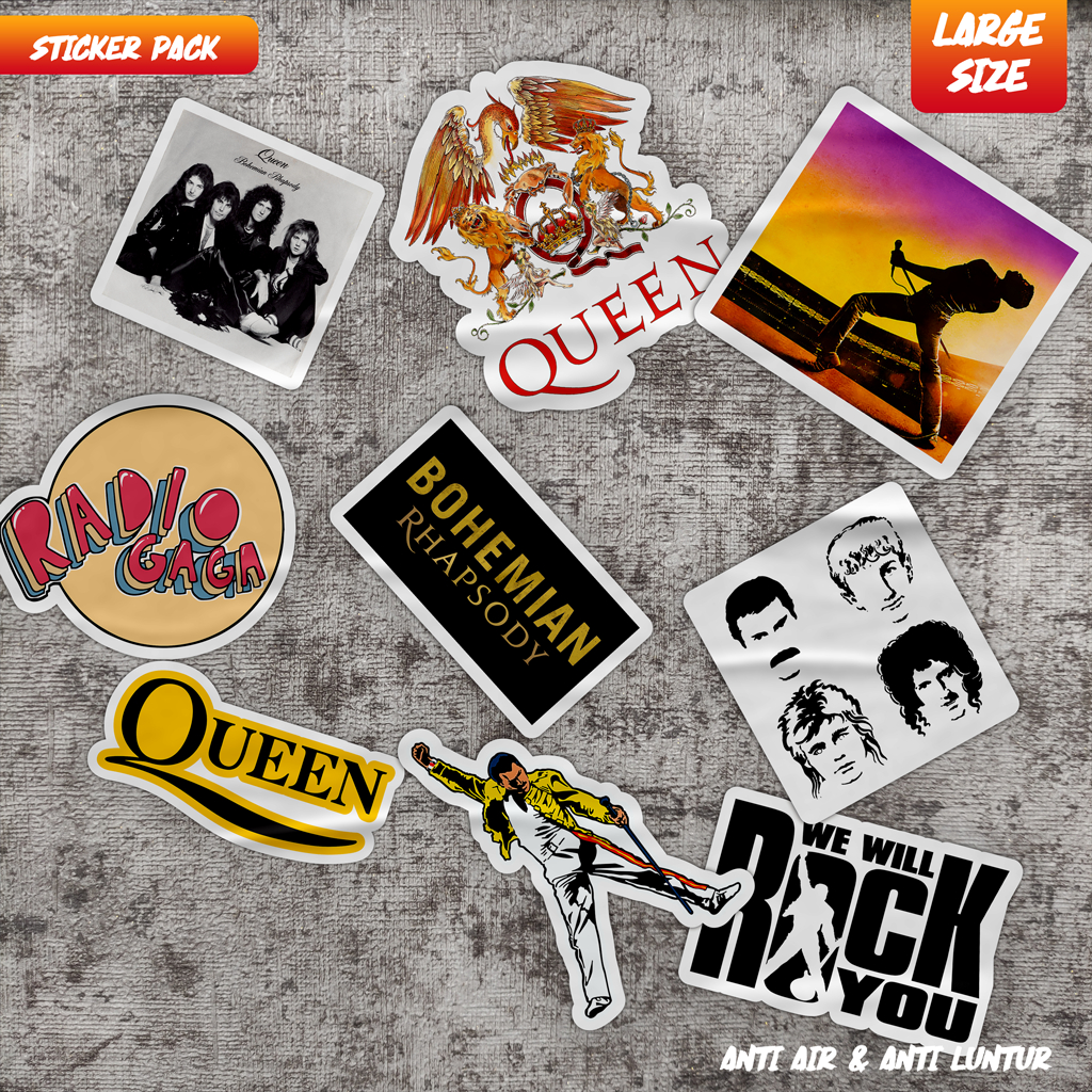 Queen Large Size band Sticker Pack 9 ชิ้น Laptop Case Helmet