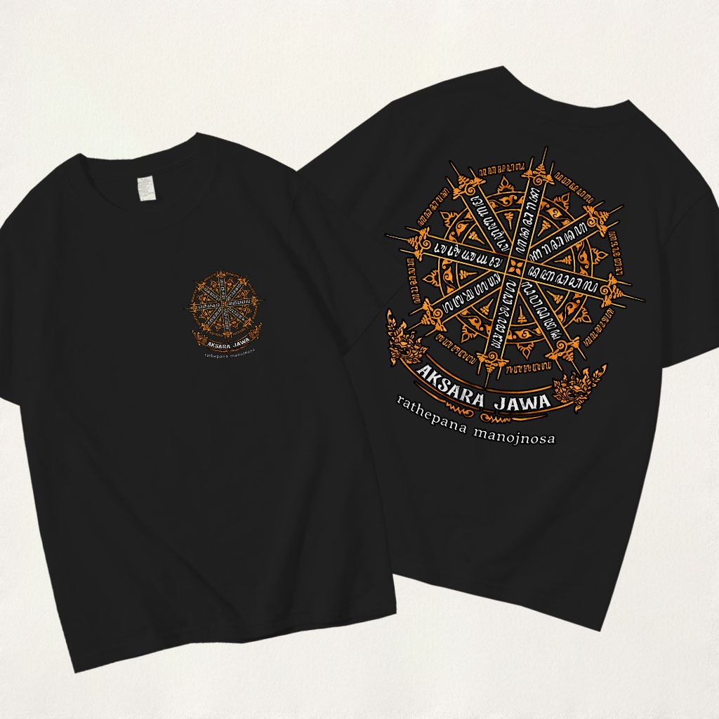 เสื้อยืด Javanes Script วัฒนธรรม Java เสื้อผ้าผู้ชายและผู้หญิง ผ้าฝ้าย 24s