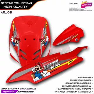 TRANSPARENT VARIATION STRIPING YAMAHA MIO SPORTY MIO SMILLE สติ๊กเกอร์ CARTOON MOTIF SUPER MARIO สติ๊กเกอร์ SIMPLE ภายนอก