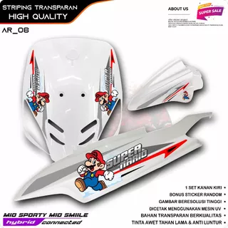 TRANSPARENT VARIATION STRIPING YAMAHA MIO SPORTY MIO SMILLE สติ๊กเกอร์ CARTOON MOTIF SUPER MARIO สติ๊กเกอร์ SIMPLE ภายนอก