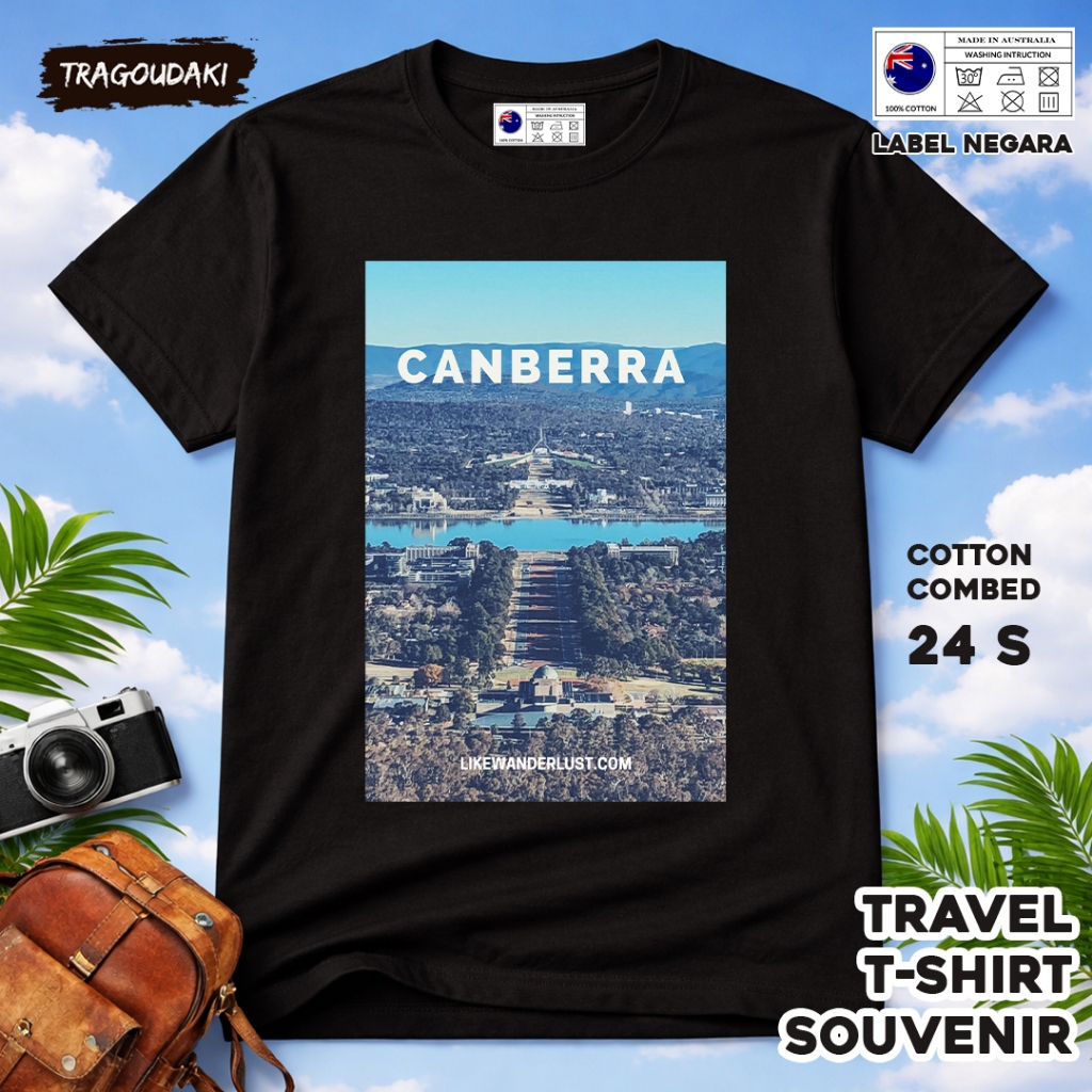 AUSTRALIA เสื้อยืดของที่ระลึก AUSTRALIA 44 Tag เสื้อผ้าของที่ระลึกทําจากผ้าฝ้ายหวี 24s