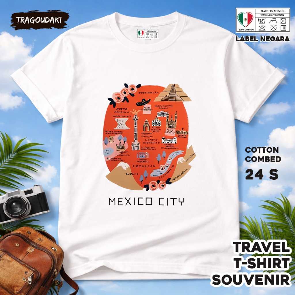 MEXICO ของที่ระลึก T-SHIRT MEXICO 35 Tag ของที่ระลึก เสื้อเชิ้ตทําจากผ้าฝ้ายหวี 24s