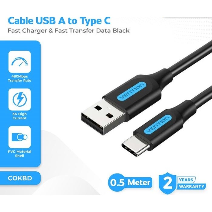 Vention สาย USB 2.0 to Type C 50CM - COKBD
