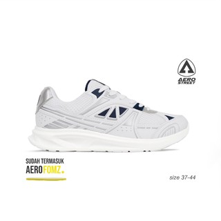 Aerostreet Riven Sneakers Unisex Putih/Abu/Biru Tua Sepatu Pria Wanita Casual Sporty Ringan Empuk Tidak Licin