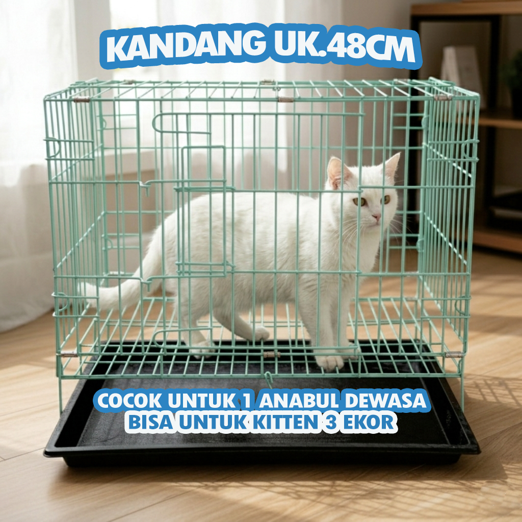 CAT CAGE UK.48 - ฟรี LADDER RACK, NAME TAG, TRAY - UK.48 X 30 X 38, สามารถพับได้