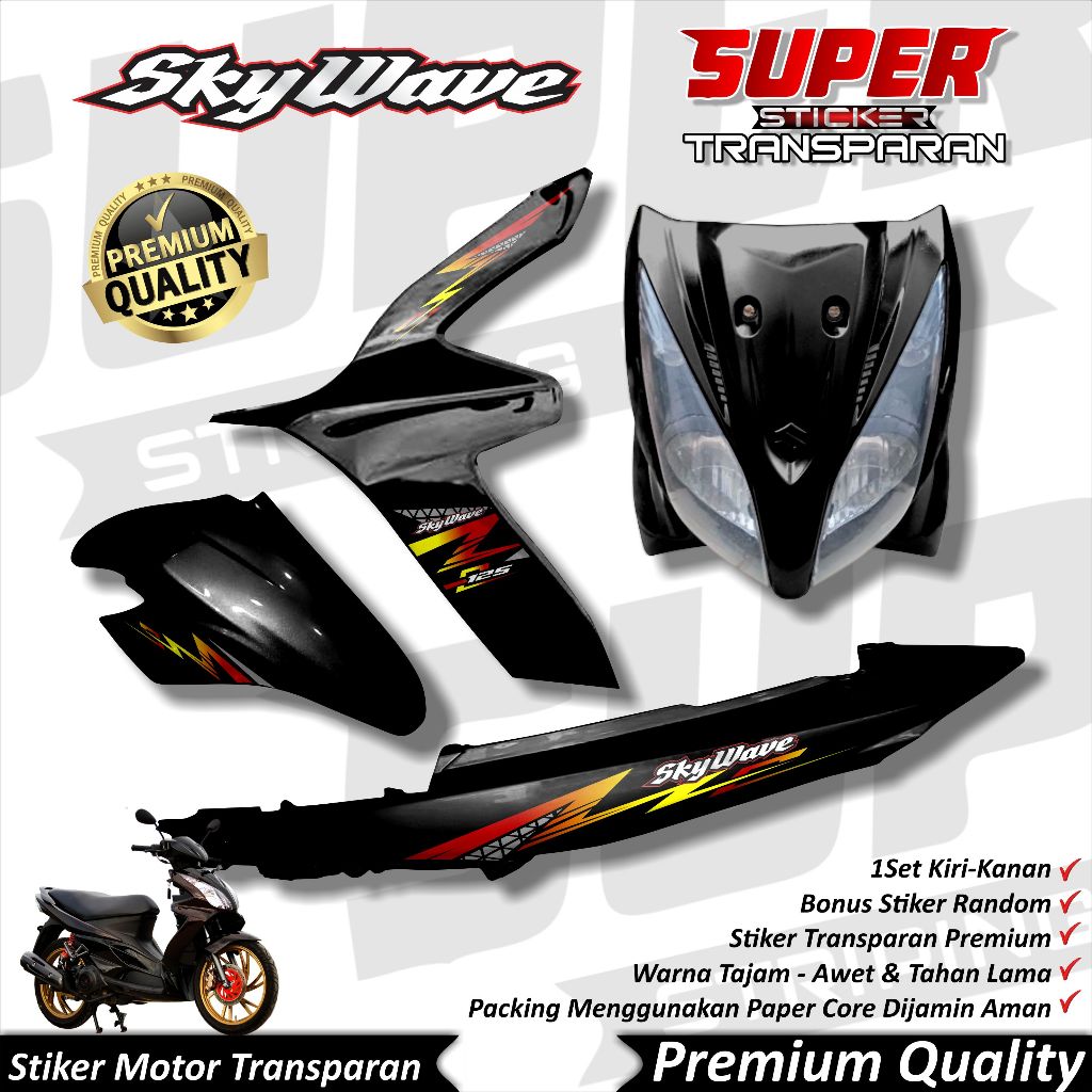 Cool Anti-Fade Skywave สติกเกอร์โปร่งใส Skywave Striping Suzuki Skywave LIGHTNING Striping