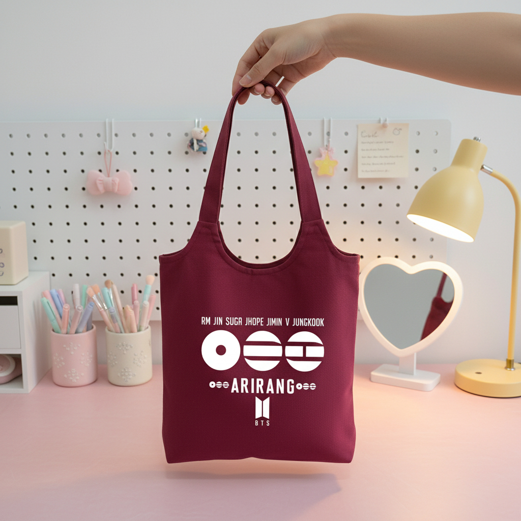Bts arirang totebag กระเป๋าผ้าใบ bts goodybag กองทัพ bts tote bag ผ้าใบซิป