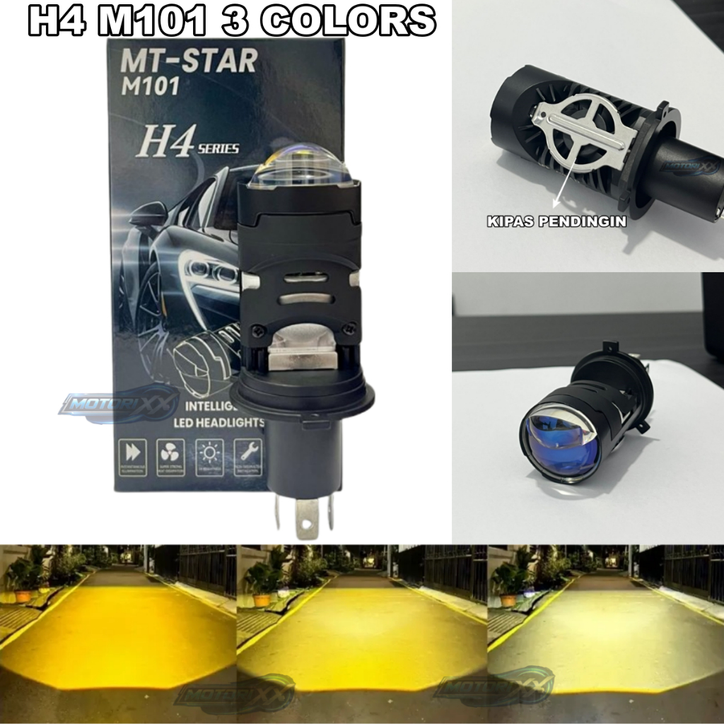 H4 M101 3 สีทั้งหมด Wheather ไฟหน้าพัดลมระบายความร้อน Bluelens มินิโปรเจคเตอร์ MT-STAR