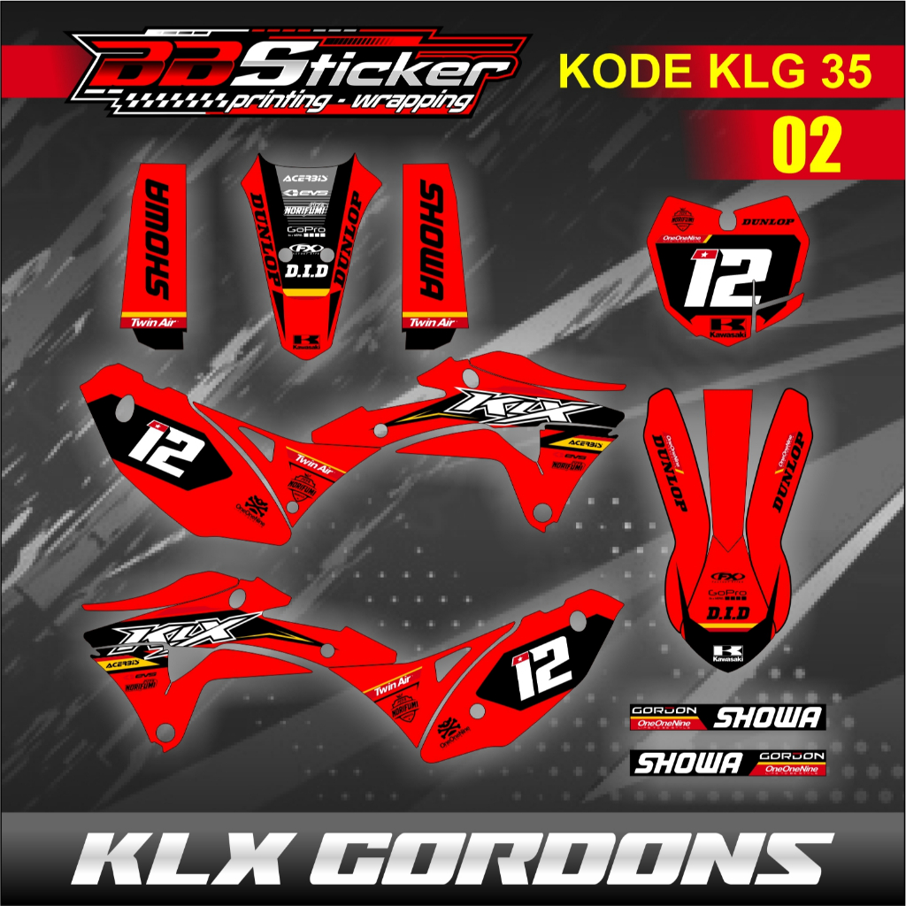 KLX Gordon Body Decal Striping – รุ่นใหม่ล่าสุด Kawasaki KLX Gordon KLG 35 RACING