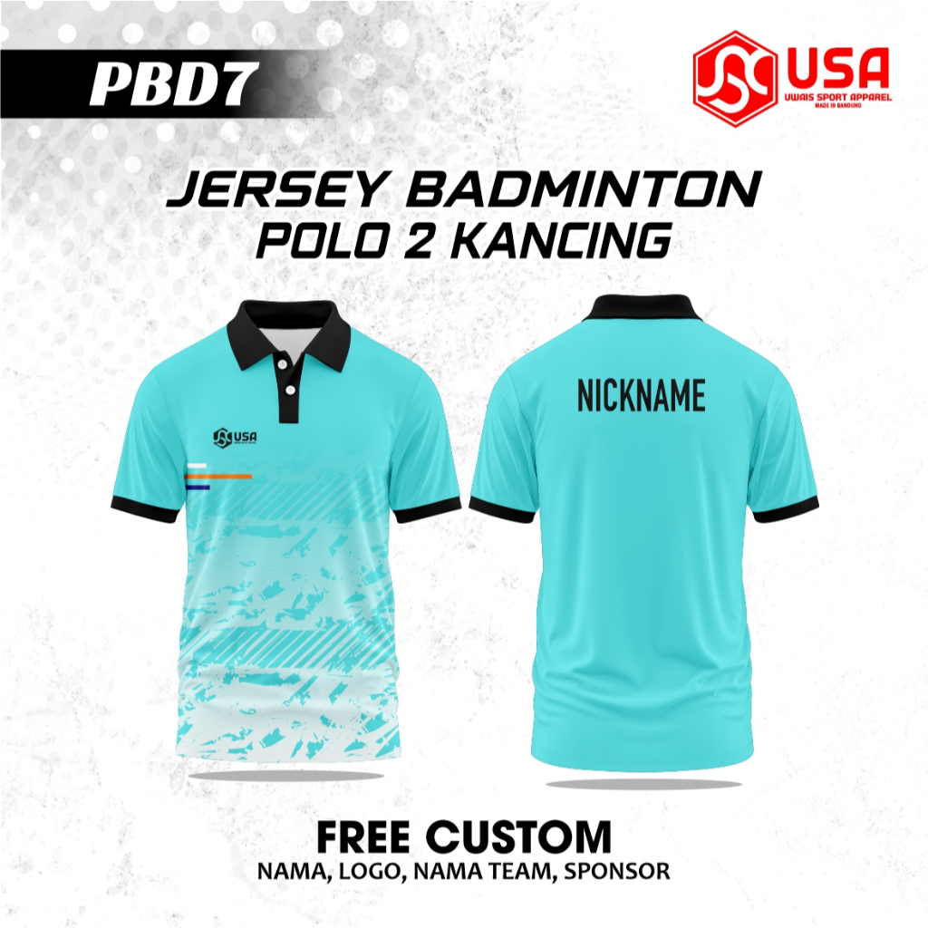 FULL PRINTING BADMINTON JERSEY สําหรับผู้ชายและผู้หญิง PBD 7 / POLO COLLAR / UNISEX / สามารถเป็นส่วน
