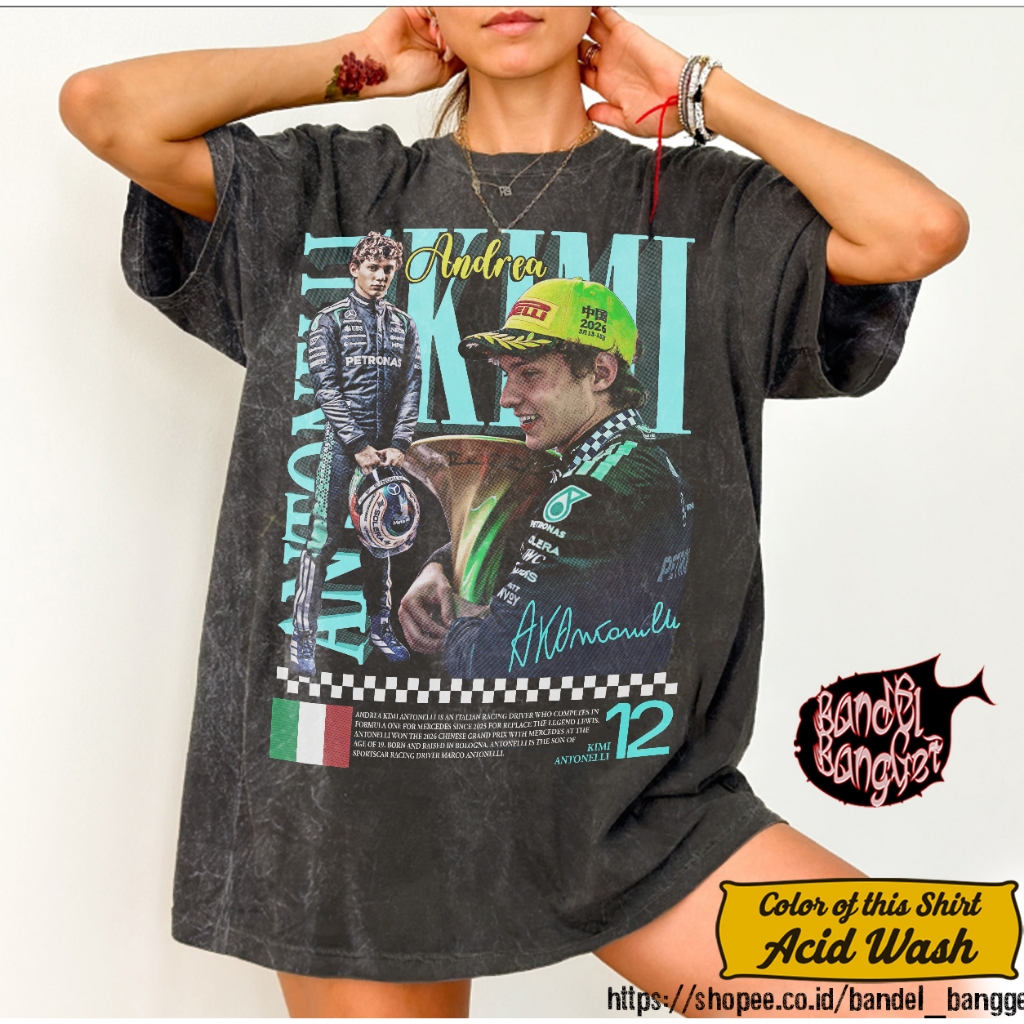 เสื้อ Kimi Antonelli 3 | เสื้อเชิ้ตโอเวอร์ไซส์กรดวอช