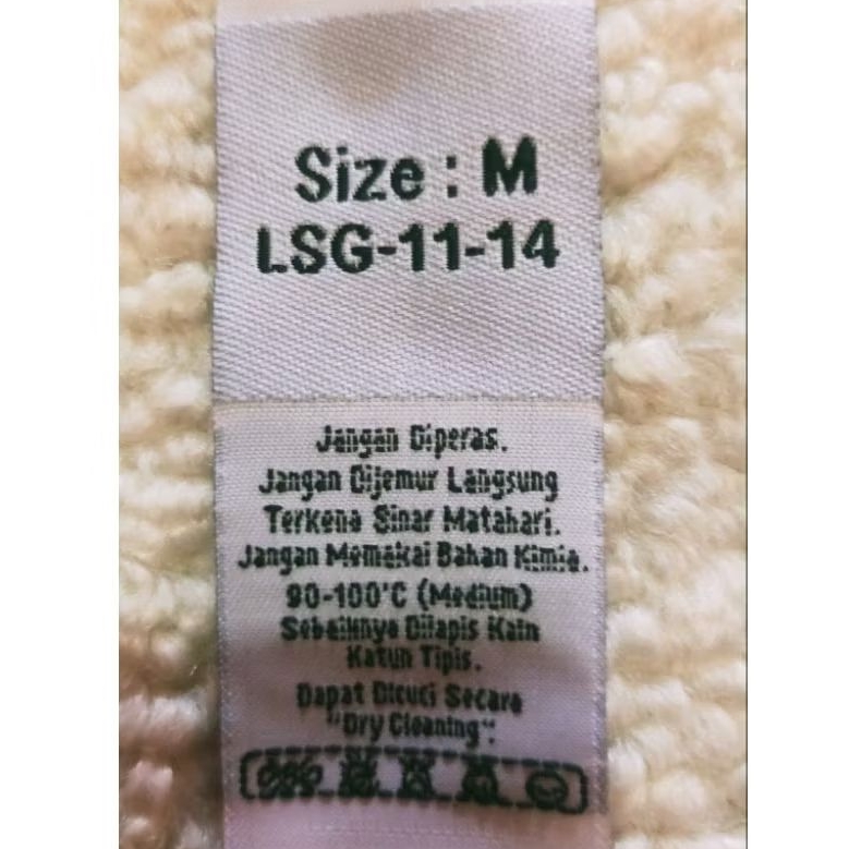 Tag wash care label lsg m