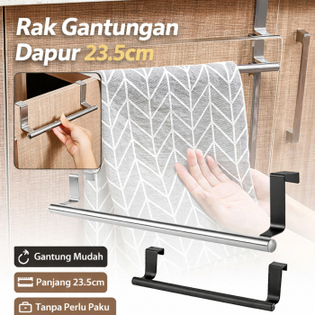 GANTUNGAN ราวแขวนผ้าเช็ดตัวขาตั้งแร็คตู้ครัว 23.5 ซม. - PXM20 - สีเงิน