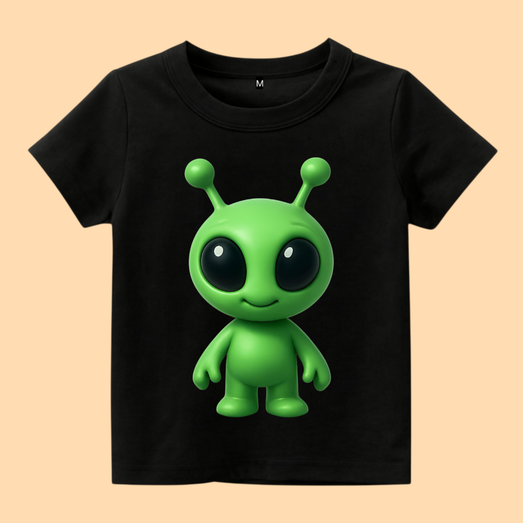 เสื้อยืดเด็กพิมพ์ลายเอเลี่ยนน่ารัก