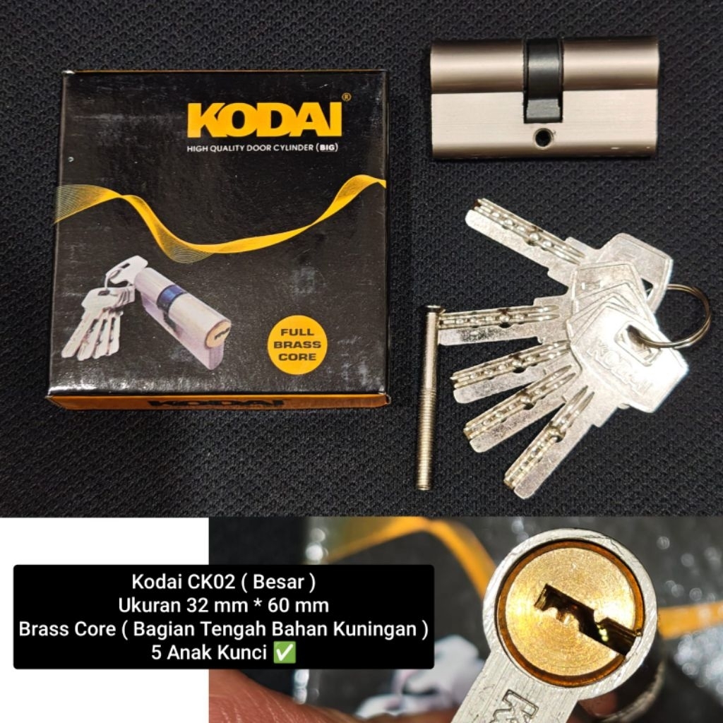 Kodai - CK02 - ใหญ่ - กระบอก / ล็อคประตู กุญแจล็อคประตู 32 มม. * 60 มม.